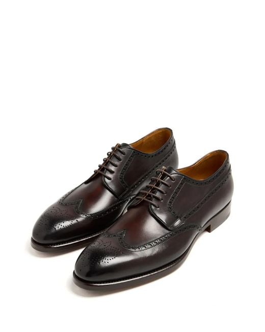 Magnanni Shoes Black Leather Brogues for men