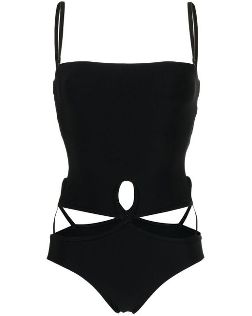 Christopher Esber Looped Cut-out Strapless Swimsuit in Black | Lyst ...