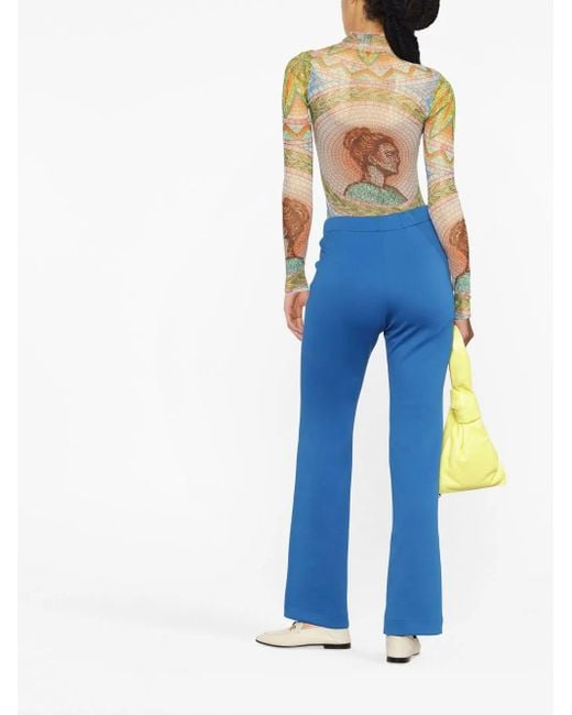 Casablanca Blue Logo-Charm Flared Trousers