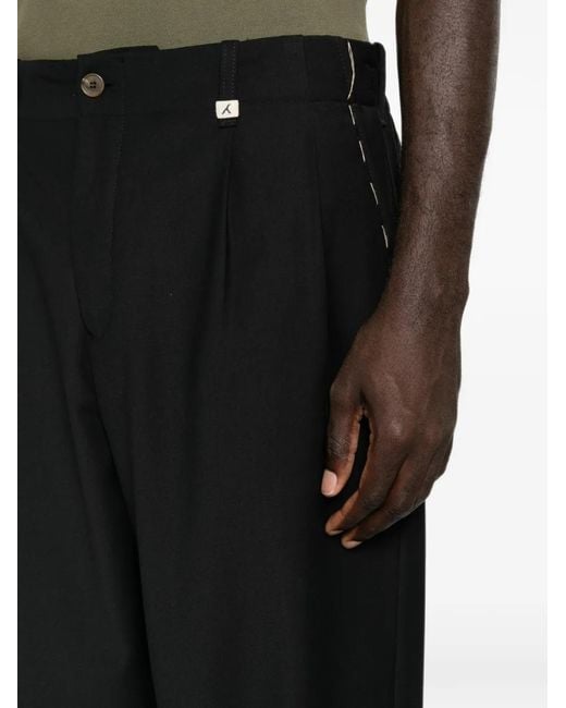 Myths Black Pleated-Front Straight-Leg Trousers for men