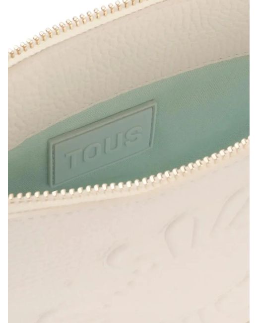 Tous White Embossed Half-Moon Crossbody Bag