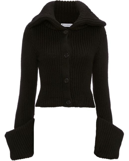JW Anderson Synthetic Chunky Knit exaggerated-cuff Cardigan in Black | Lyst