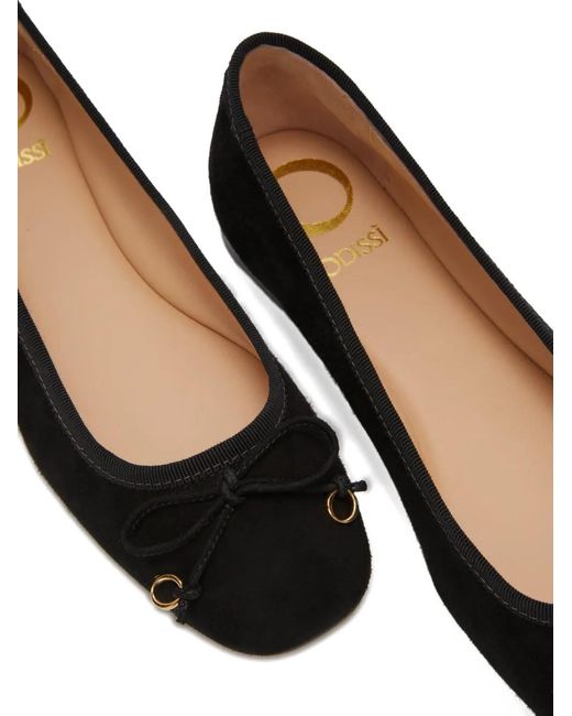Odissi Black Lou Bow Square Toe Ballerina