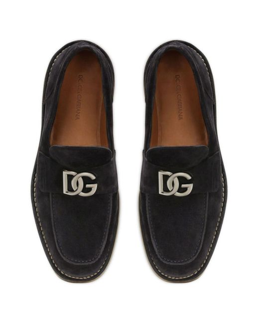 Dolce & Gabbana Loafer aus Wildleder mit Logo in Black für Herren