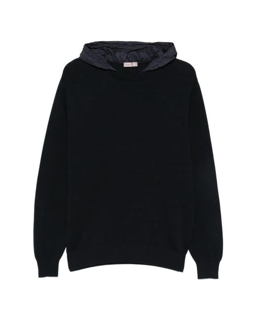 Herno Black Hooded Cotton Sweater for men