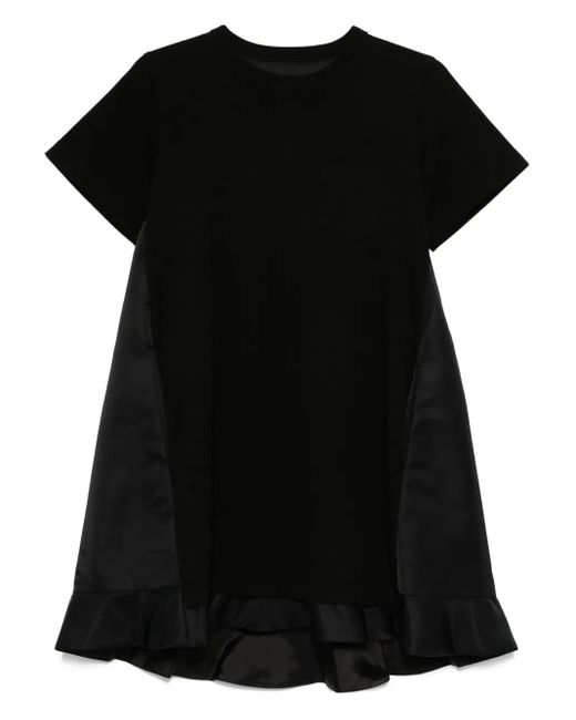 Abito Corto Con Ruches di Sacai in Black