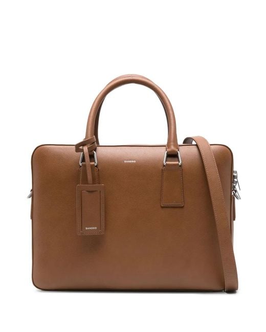 Sandro Brown Double Top-Handle Briefcase for men