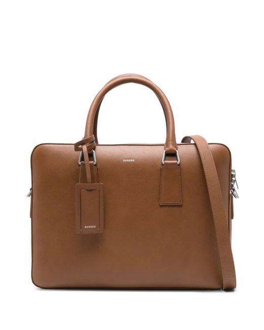 Sandro Brown Double Top-Handle Briefcase for men