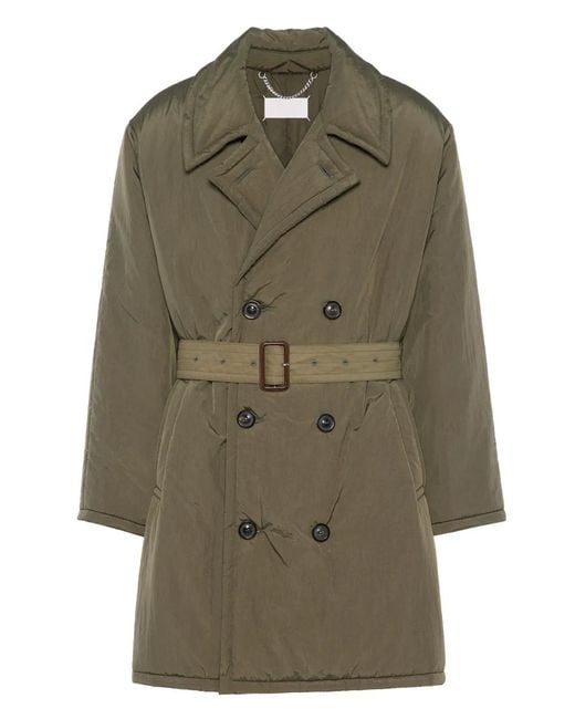 Maison Margiela Green Belted Double-Breasted Coat for men