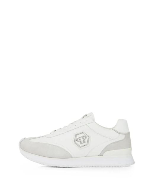 Philipp Plein White Runner Hexagon Patch Sneakers