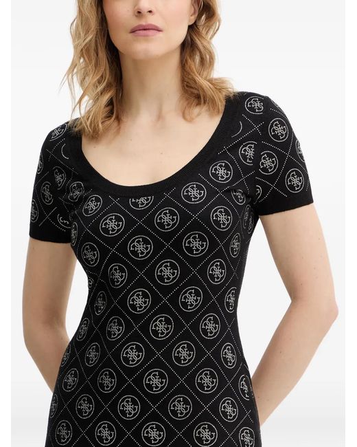 Guess Black 4G Rhinestone-Embellished Mini Dress