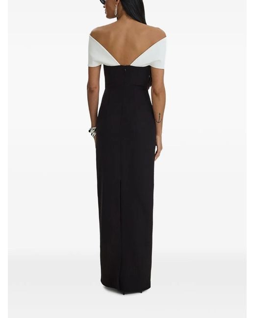 MOOS STUDIO Blue Dual Form Off-Shoulder Colour-Block Gown