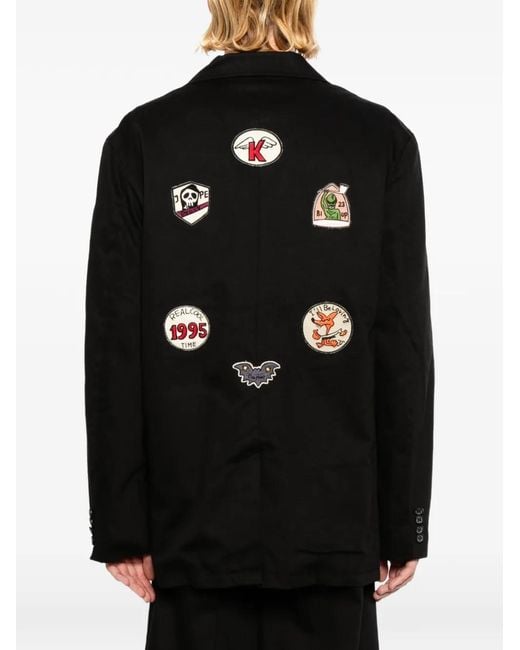 KAMIYA Black Patch-Detail Single-Breasted Jacket for men
