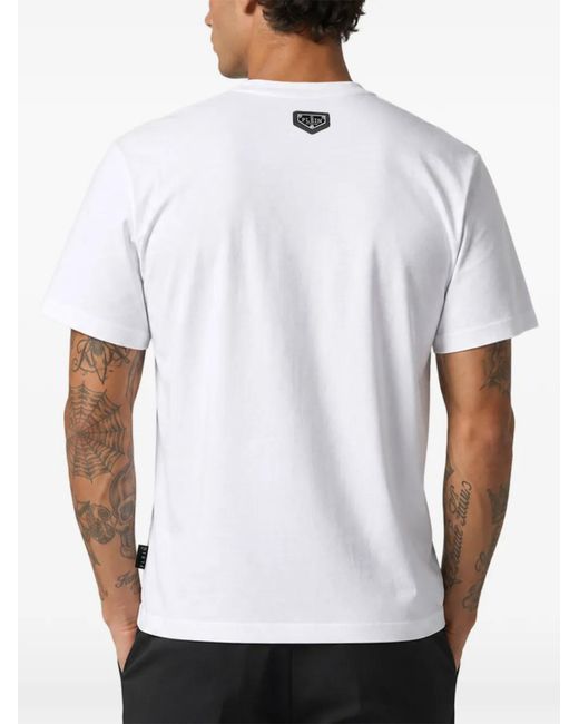 Philipp Plein White Jersey T-Shirt Dollar Spray for men