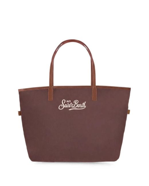 Mc2 Saint Barth Purple City Logo-Embroidered Tote Bag