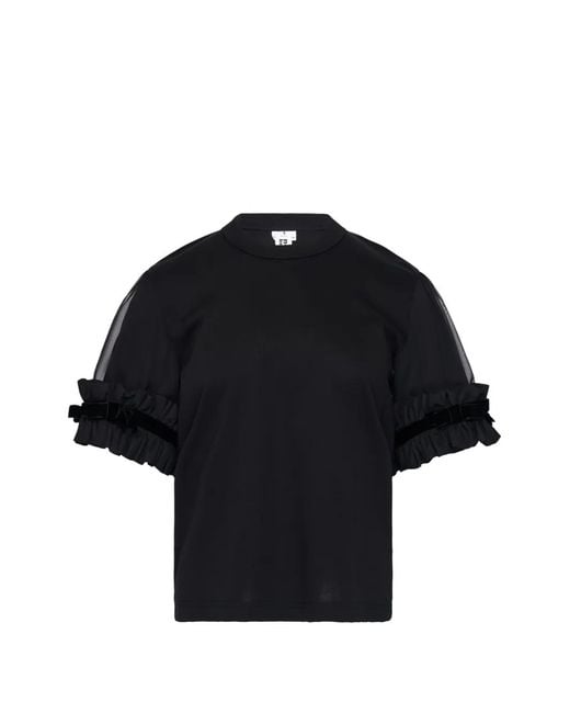 Noir Kei Ninomiya Black Ponte Ruffled Cotton Top