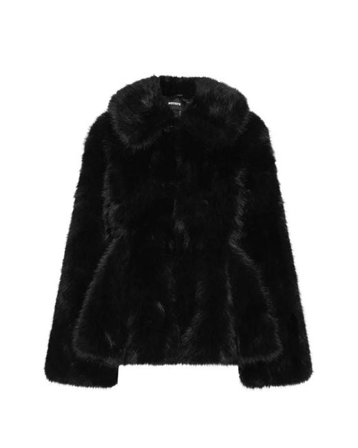 ROTATE BIRGER CHRISTENSEN Black Faux-Fur Flared Jacket