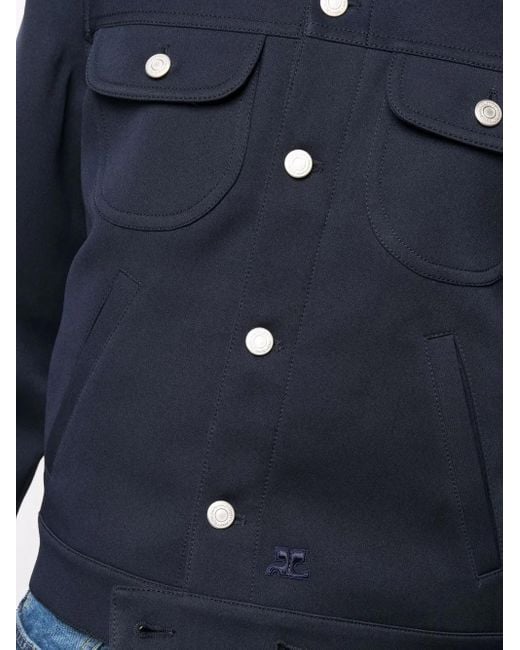 Courreges Blue Twill Trucker Jacket for men