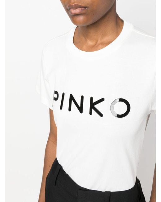 Pinko Logo-print Cotton T-shirt in het White