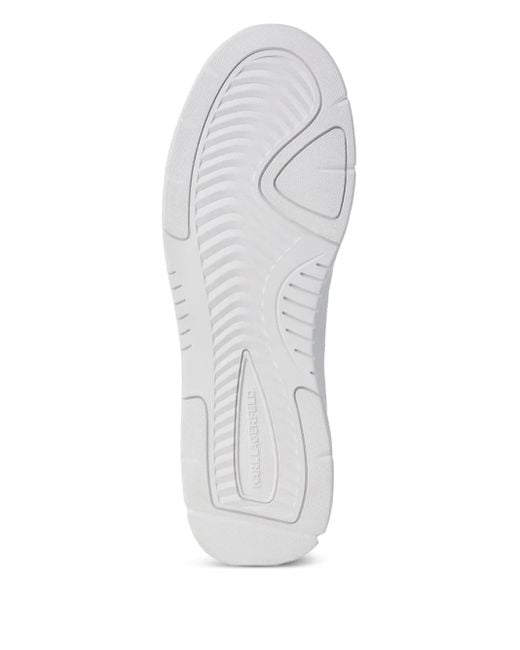Karl Lagerfeld White Logo-Patch Lace-Up Sneakers