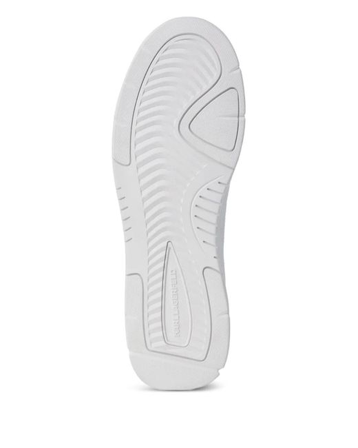 Karl Lagerfeld White Logo-Patch Lace-Up Sneakers