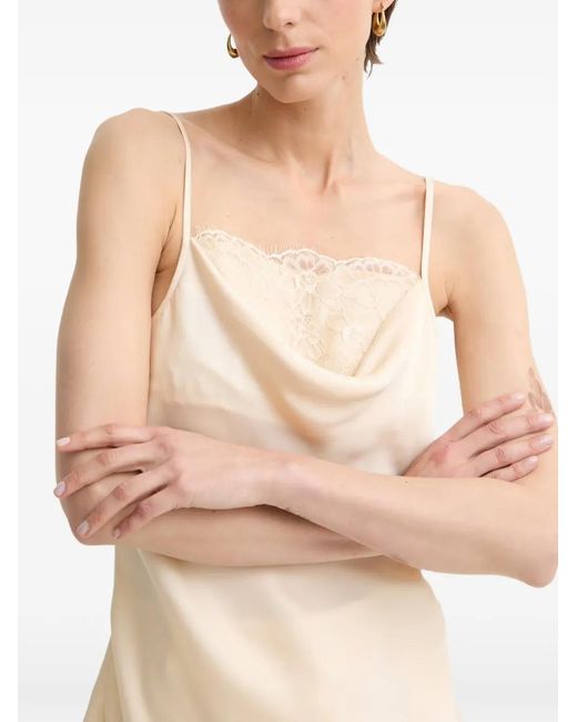 Twinset White Lace-Trim Cowl-Neck Top