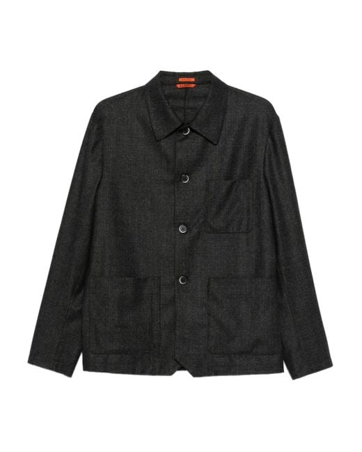 Barena Black Button-Fastening Patch-Pocket Jacket for men