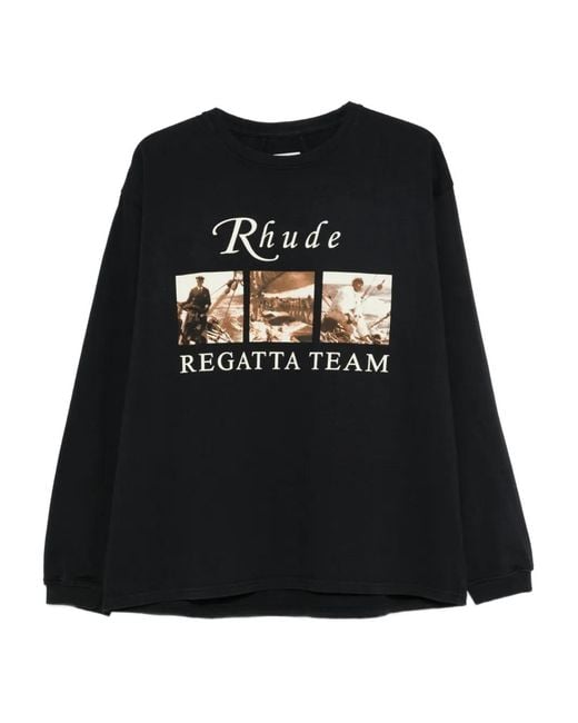 Rhude Black Usvi Regatta Tour Ls T-Shirt for men