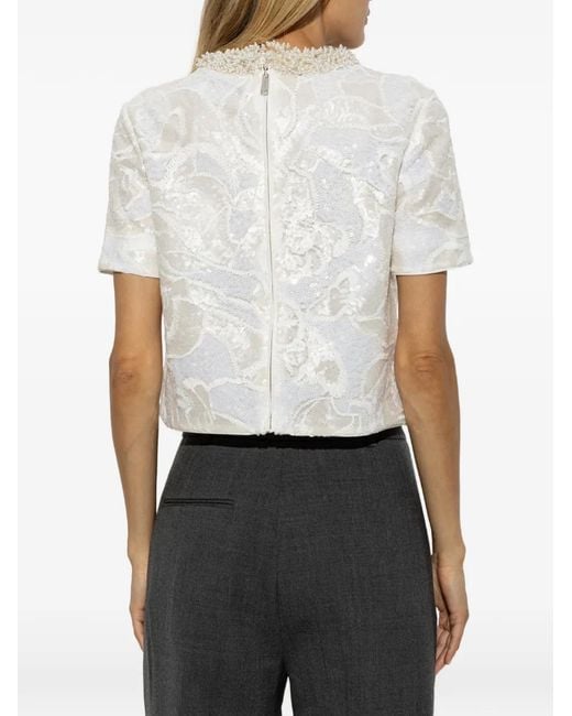 Self-Portrait White Sequin Lace Top