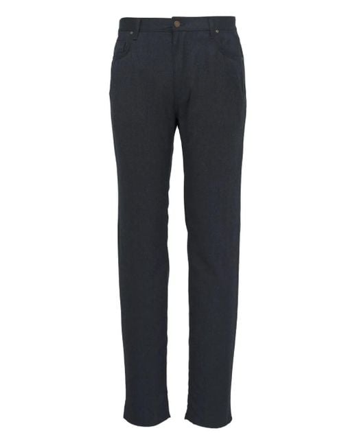 Maurizio Baldassari Blue Virgin-Wool Trousers for men