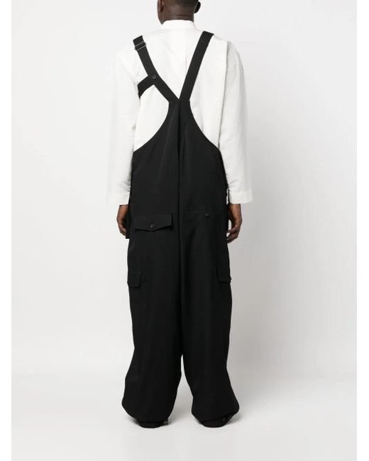 Yohji Yamamoto Black Drop-Crotch Wool Suspender Trousers for men