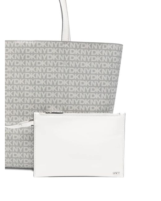 Borsa Tote Con Placca Logo di DKNY in Gray