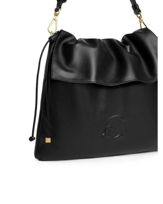 Coccinelle Black Lidia Logo-Embossed Drawstring Shoulder Bag
