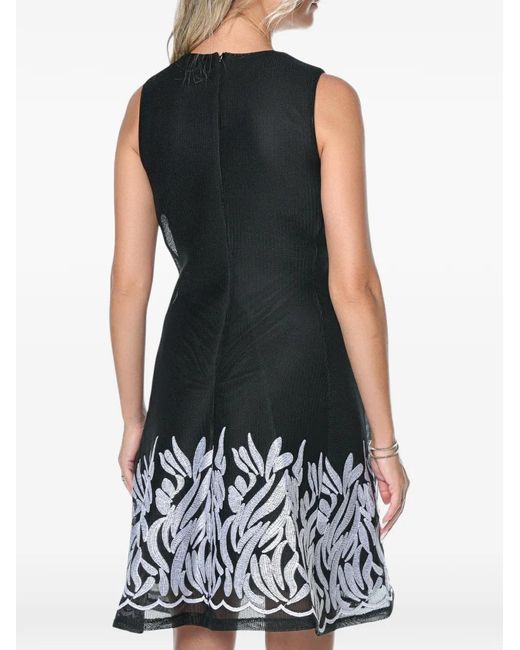 DKNY Black Embroidered Mesh-Overlay Mini Dress