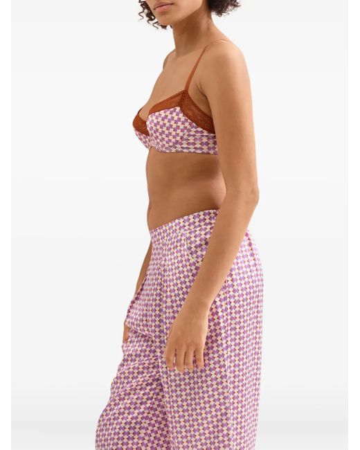 Eres Pink Clip Geometric-Print Silk Pyjama Trousers