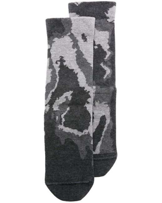 Camper Gray Camouflage-pattern Cotton Blend Socks