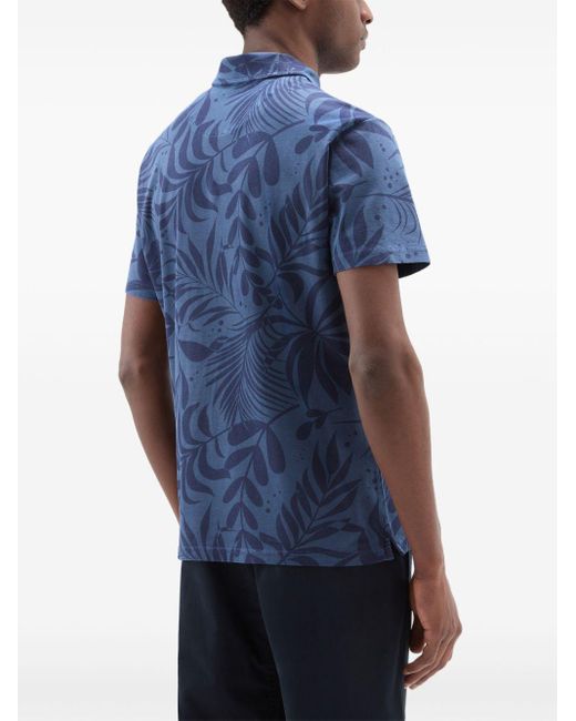 Woolrich Blue Tropical Short-sleeved Polo Shirt for men