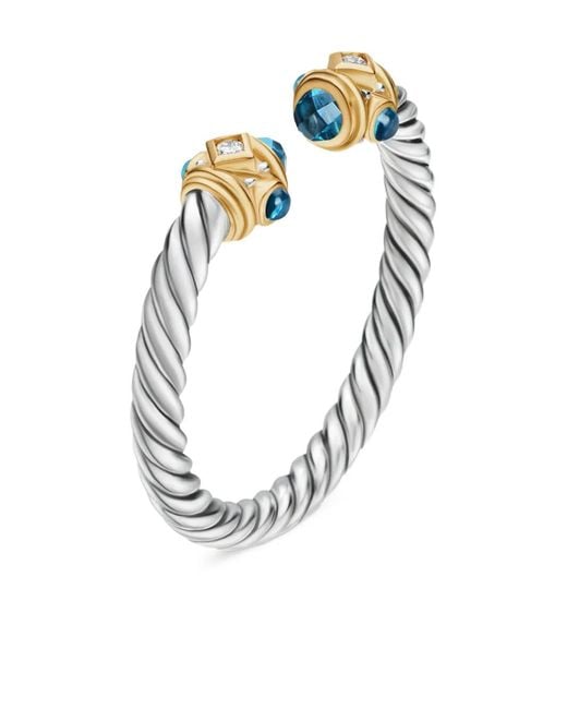 David Yurman White 14Kt And Sterling Renaissance Topaz And Diamond Ring (2.3Mm)