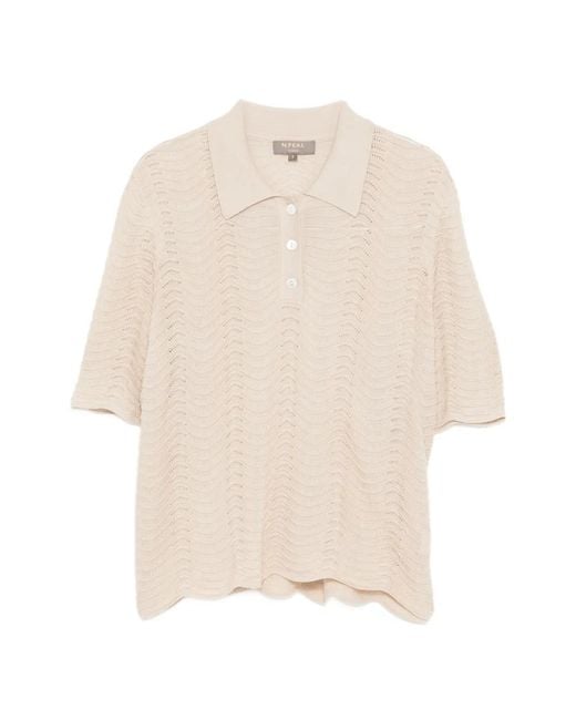 N.Peal Cashmere White Waverly Polo Top