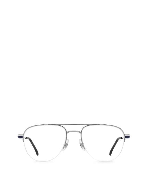 Carrera White Double-Bridge Pilot-Frame Glasses for men
