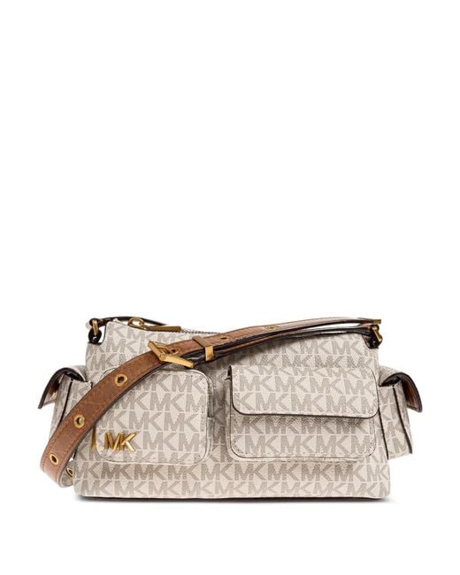 MICHAEL Michael Kors Gray Dakota Monogram-Pattern Shoulder Bag