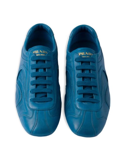 メンズ Prada Antiqued レザースニーカー Blue