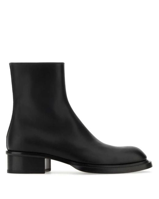 McQueen Black Classic Leather Ankle Boots For for men