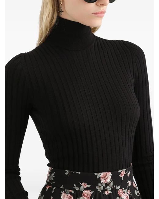 Dolce & Gabbana Black Pull Côtelé À Col Roulé