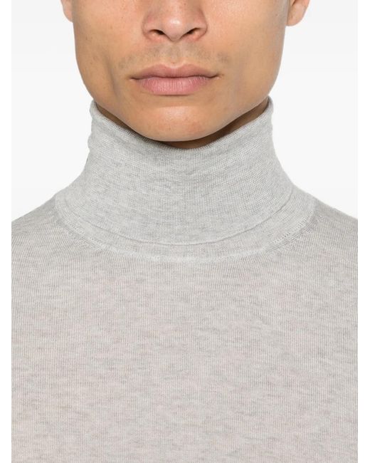 Canali White Roll-Neck Wool Sweater for men