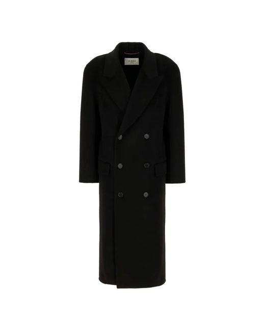 Saint Laurent Black Double-Breasted Coat