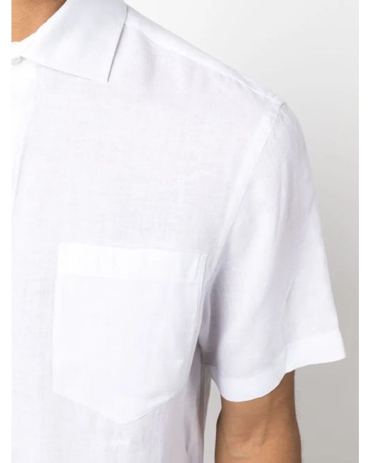 Paul & Shark White Short-Sleeved Linen Shirt for men