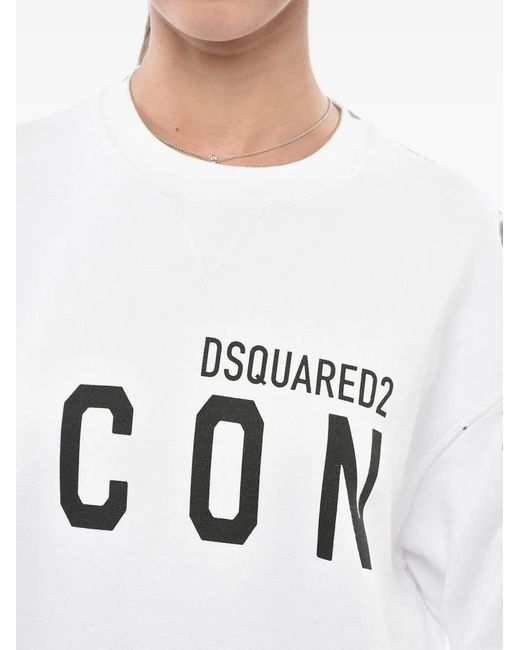 DSquared² White Icon Logo-Print Sweatshirt
