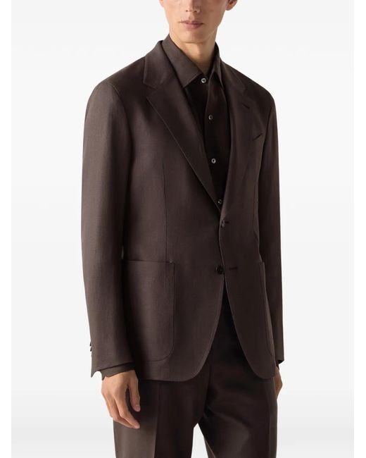 Zegna Brown Single-Breasted Notch-Lapel Jacket for men