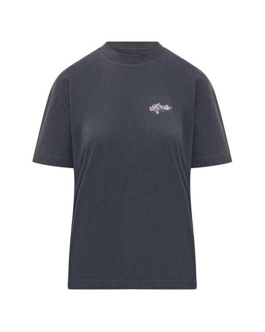Off-White c/o Virgil Abloh Blue Driped Watercol Arrow Reg Cotton T-Shirt